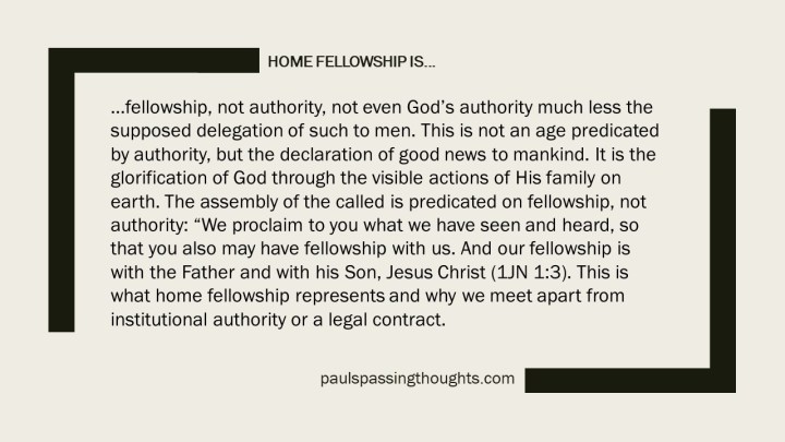 Home Fellowship is...